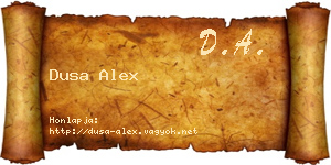 Dusa Alex névjegykártya